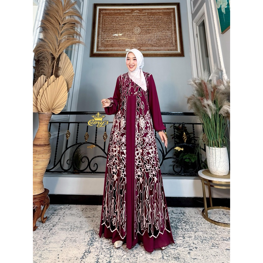ALMAHYRA- Gamis Qory’s Super Premium Quality 027 Natasya Full puring Payet Dress Kekinian Terbaru te