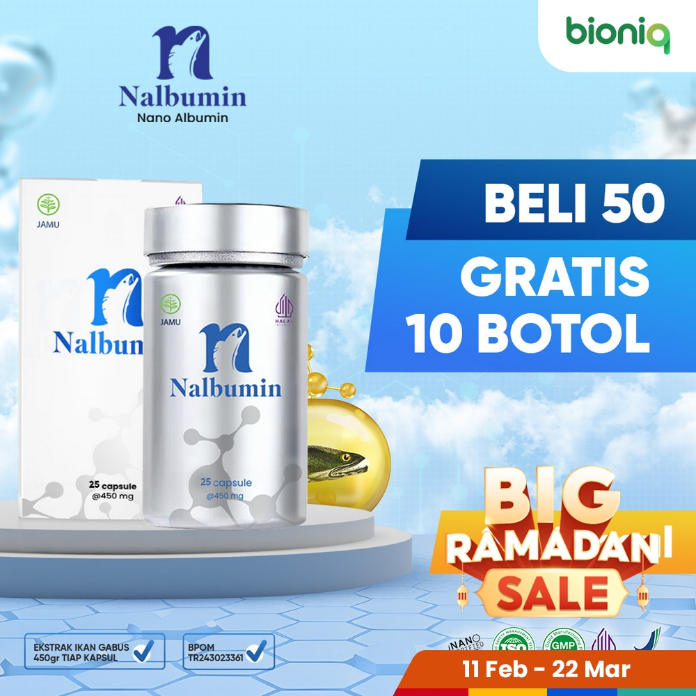 PAKET 50 BOTOL GRATIS 10 BOTOL NANO ALBUMIN 25 KAPSUL Ekstrak Ikan Gabus Pilihan Alami Membantu Pemu
