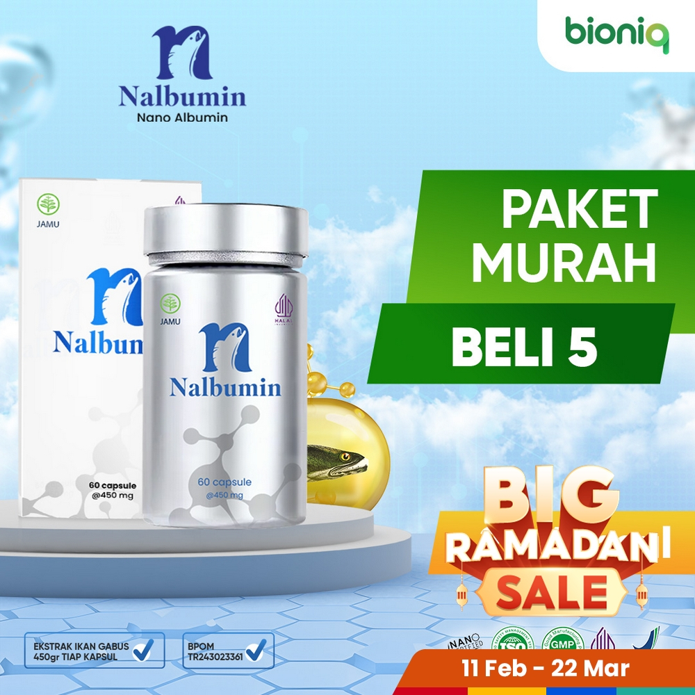 PAKET MURAH 5 BOTOL NANO ALBUMIN 25 KAPSUL Ekstrak Ikan Gabus Pilihan Alami Membantu Pemulihan Luka 