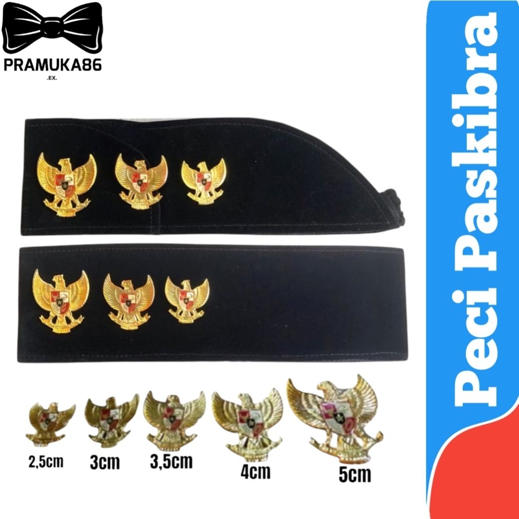 Peci Paskibra Hitam Putra & Putri / Peci Paskibraka + Garuda / Topi Peci Paskibra