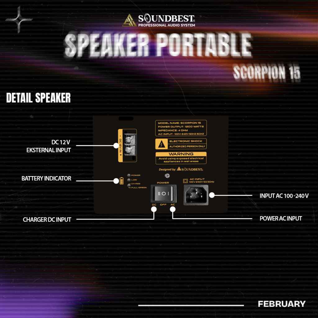 SOUNDBEST SPEAKER PORTABLE SCORPION 15 – GARANSI RESMI SOUNDBEST