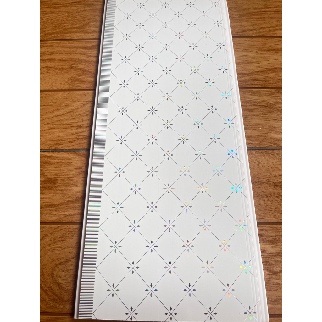 Plafon PVC Putih Glossy Motif Bunga 8mm - PREMIUM