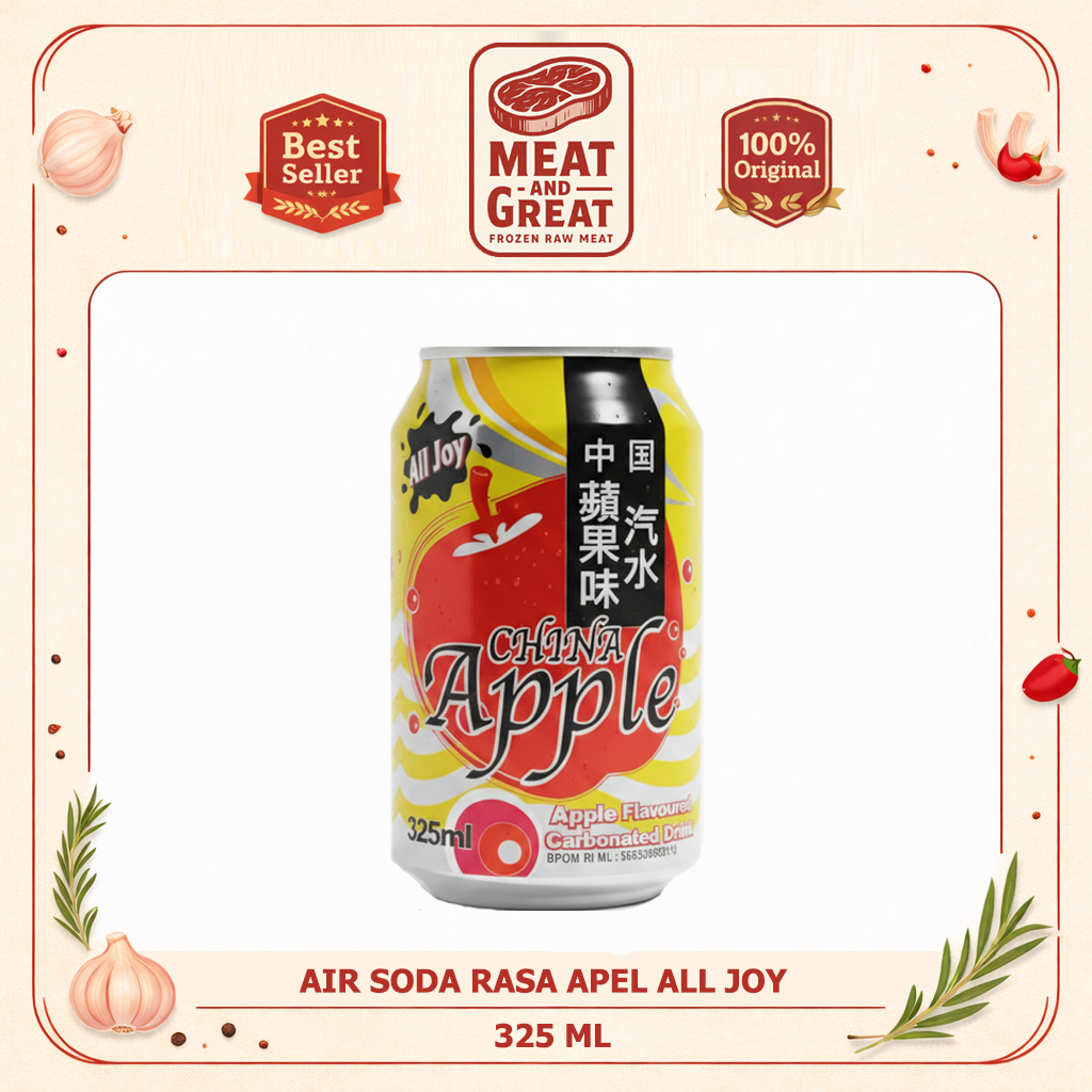 Minuman Kaleng Air Soda Rasa Apel/China Apple Flavoured Carbonated Drink/Soda Water All Joy 325ml