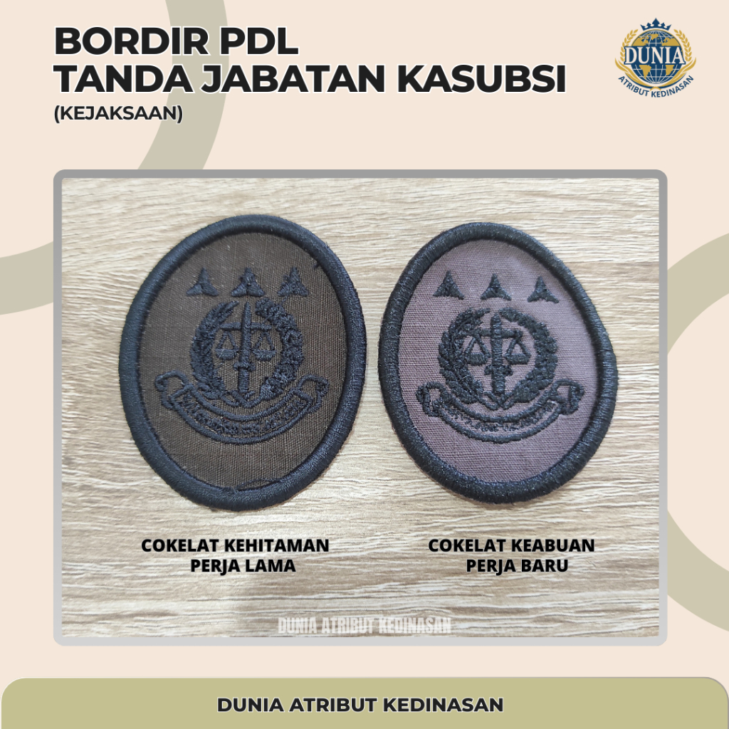 Bordir PDL Tanda Jabatan Kasubsi Kejaksaan