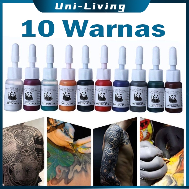 Tinta Tattoo Set Tatto Ink 10 Warnas Tinta Tato Permanen Pewarnaan Cepat Tattoo Ink Set Tatoo Ink Ra