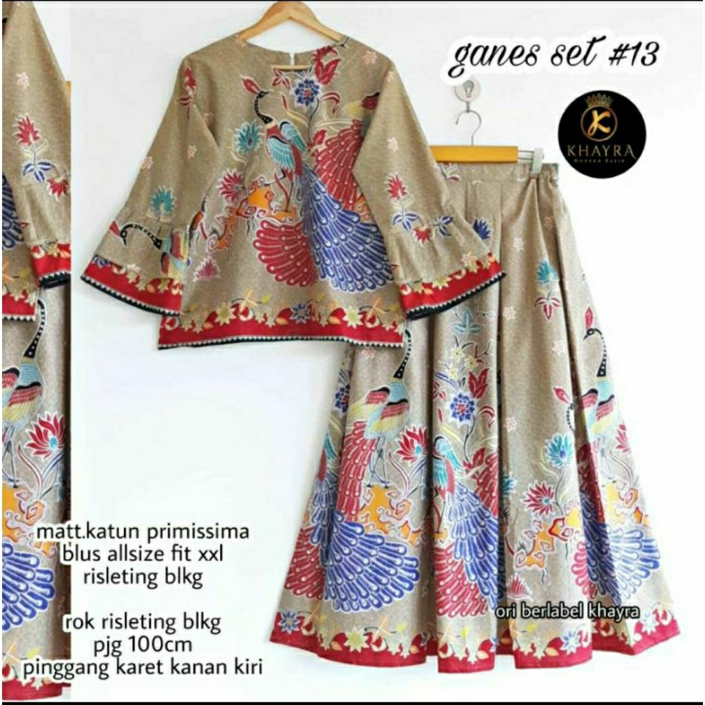 Ganes Set Batik Solo Setelan Batik Wanita