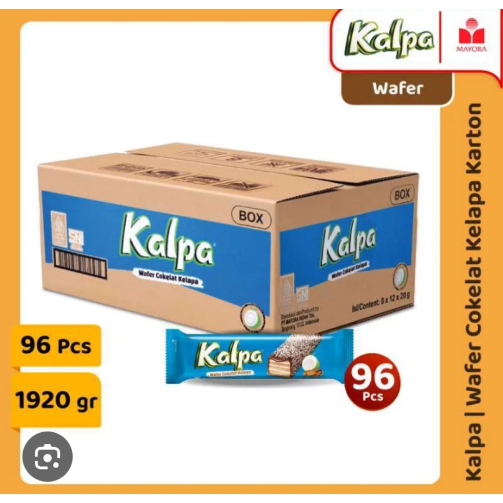1 dus isi 96 pcs (8 box × 12 pcs) wafer coklat kelapa kalpa rasa enak jajanan harga murah grosir ban