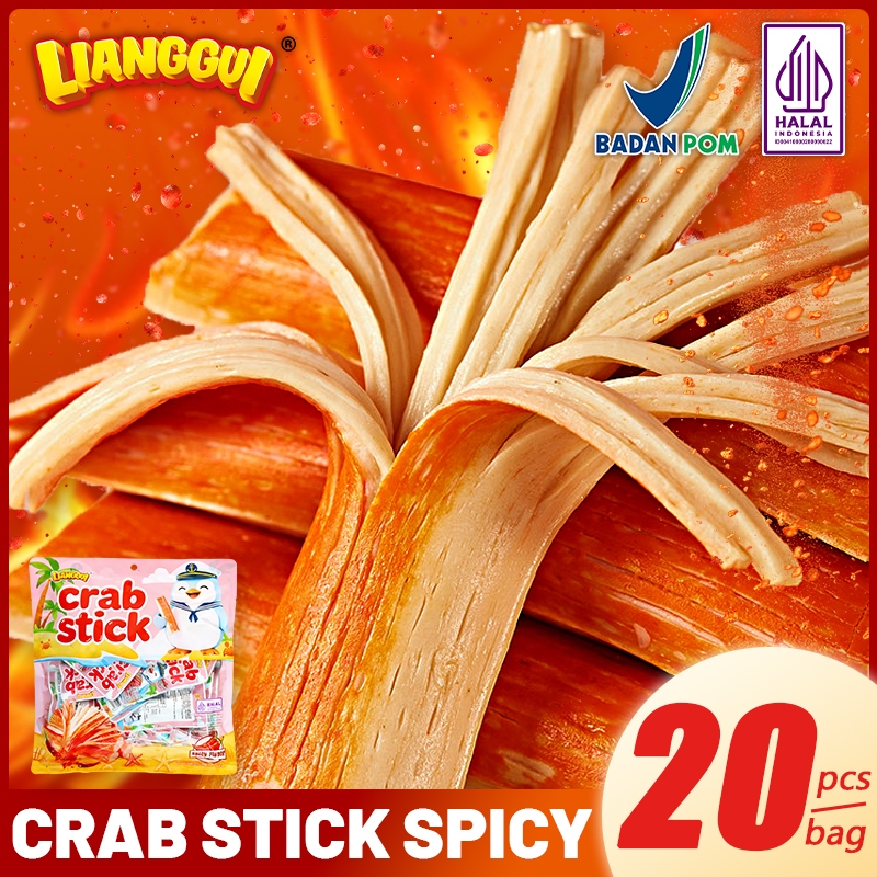 LIANGGUI Crab Stick HALAL - Crab Stick BBQ/Pedas/Aneka Rasa, Cemilan Paling Banyak Dibeli Enak