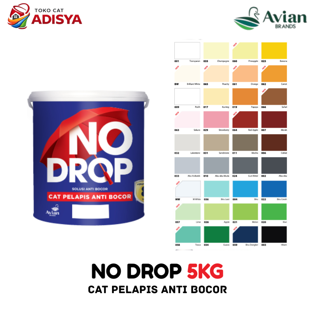 NO DROP Cat Pelapis Anti Bocor Waterproofing Warna Lengkap 5Kg