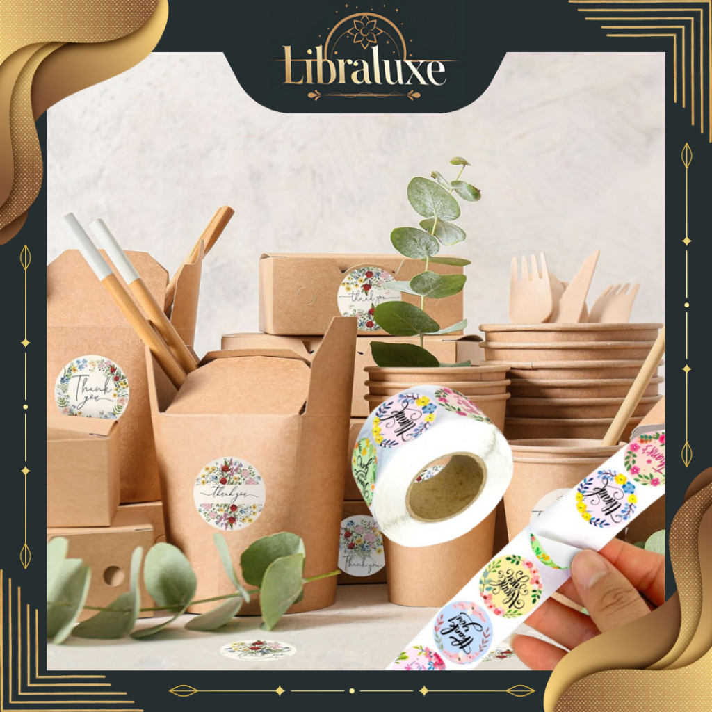 Stiker Thankyou Colour Lucu / Roll Label Isi 500 Pcs Murah / Stiker Ucapan Terimakasih Praktis