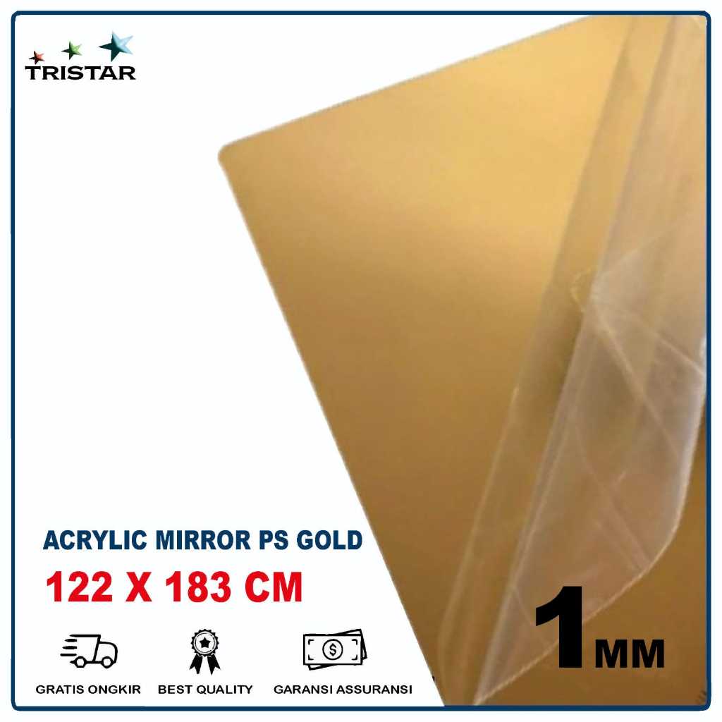 Akrilik Lembaran Mirror Gold Tebal 1mm / Gold Acrylic Sheet 122X183cm Mirror Cermin 1MM Lembaran Acr