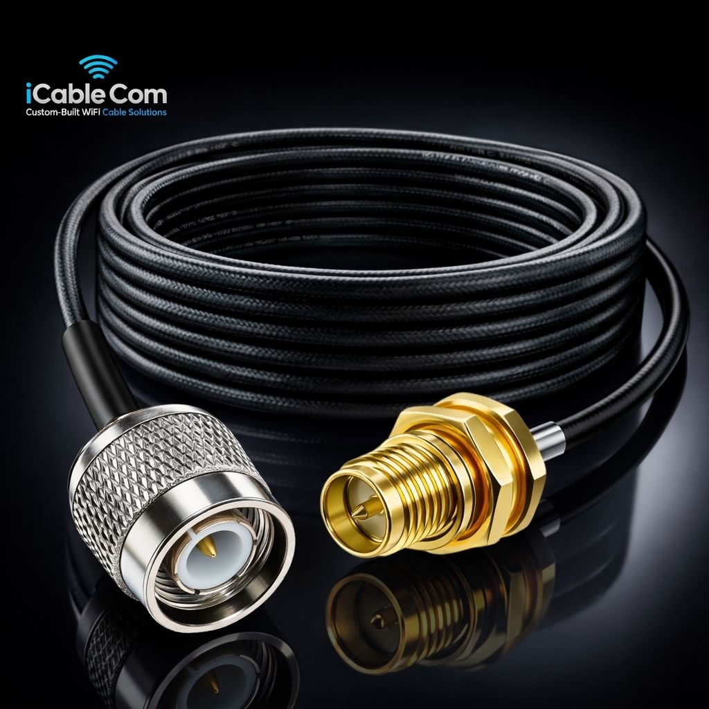 Kabel Jumper TNC Male ke RP-SMA Female RG58 50 Ohm 5/10/15/20M - Pigtail Antena WiFi dan Gateway IoT