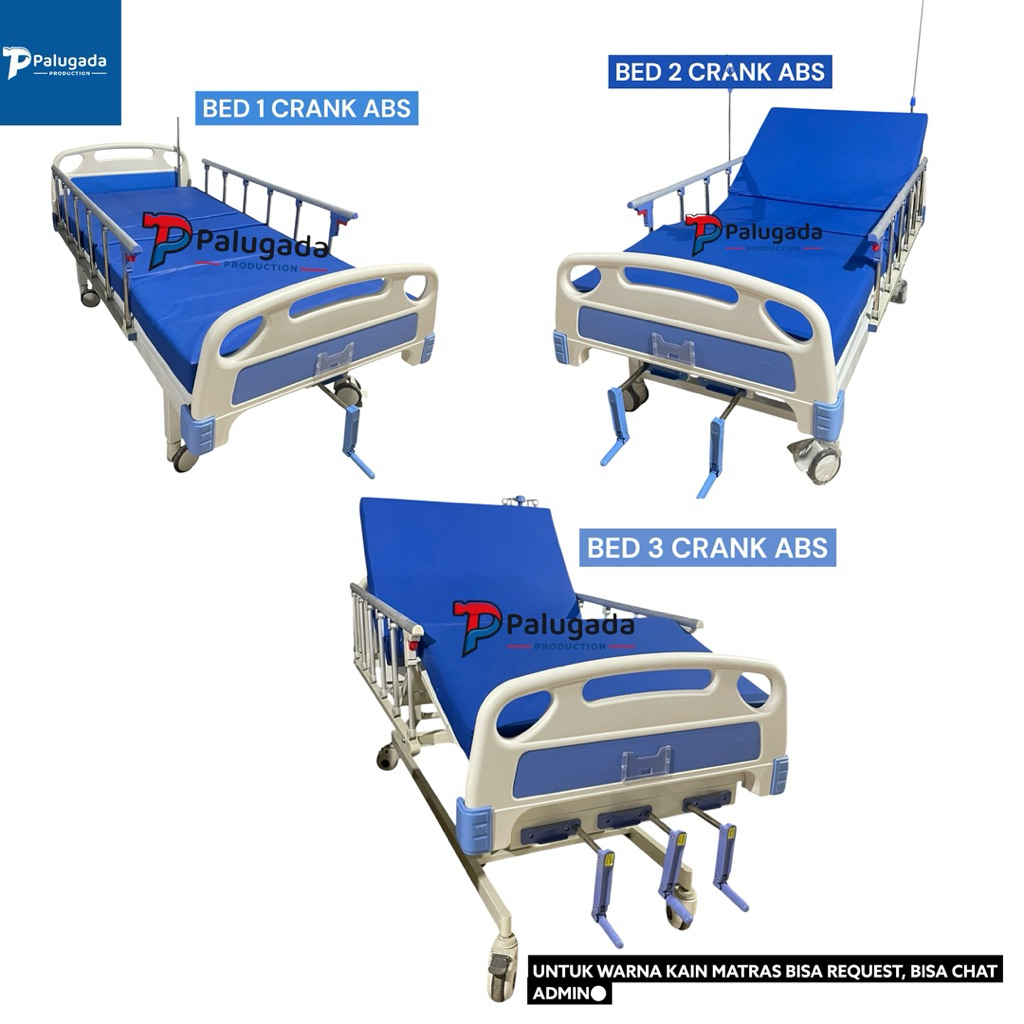 Bed Ranjang Pasien, 1 Crank 2 Crank 3 Crank ABS, Tempat Tidur Ranjang Pasien , Ranjang Pasien