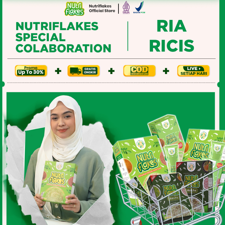 (Special Ria Ricis) Nutriflakes Sereal Sachet Umbi Garut Asam Lambung Original