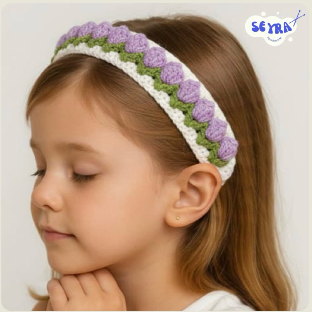 Bando Rajut | Bandana Rajut | Crochet Hairband Tulip Premium Baby / Anak / Dewasa