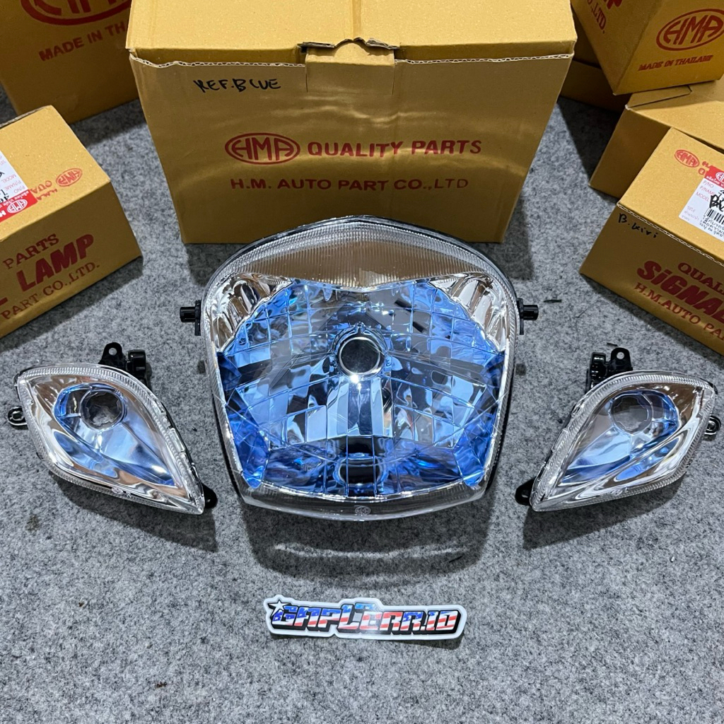 Reflektor Lampu Depan Set Sein Wave 125 Wave Bagol Karisma Bagol Smoke Blue HMA Thailand