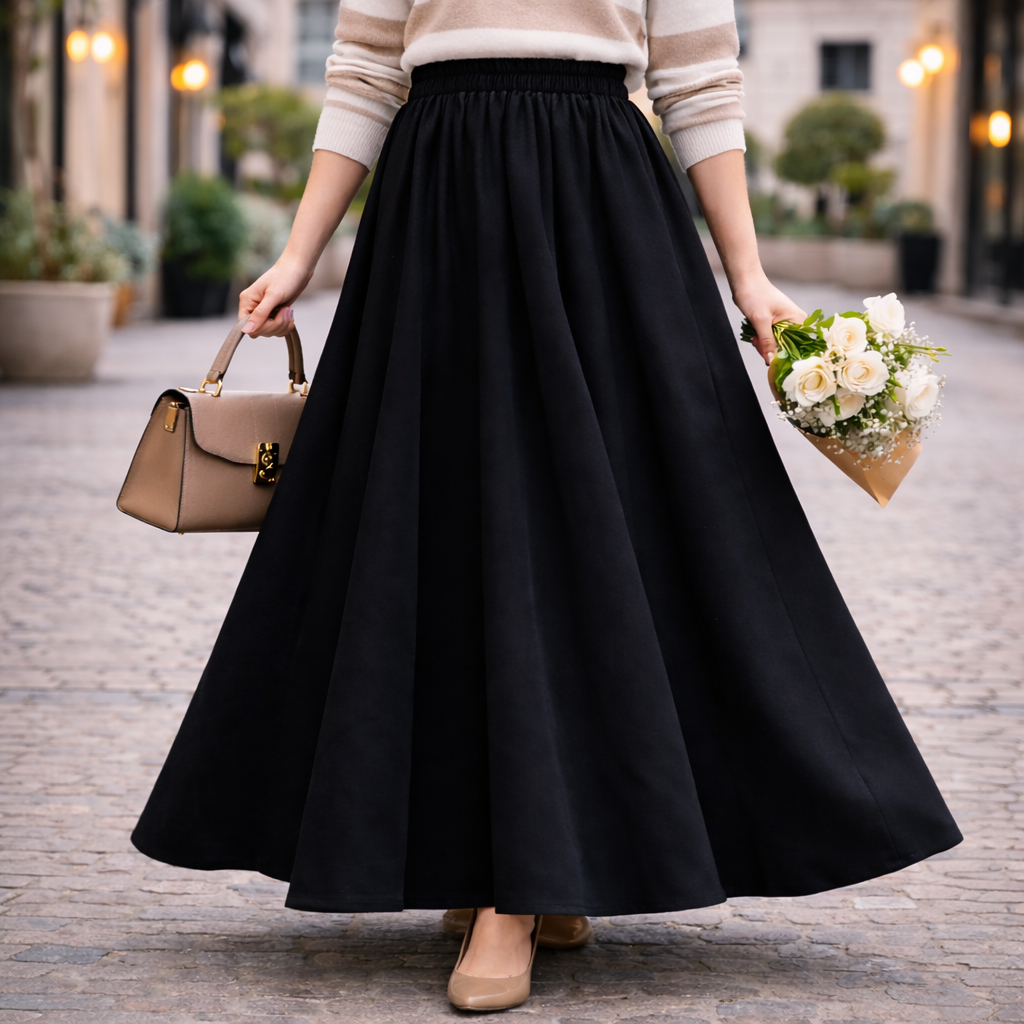 Bawahan Wanita Bahan WOLFIS Premium | Rok Kerja Lebar Polos High Waist Jumbo Tidak Menerawang Cocok Untuk Muslimah Kerja Kuliah by KaRINA