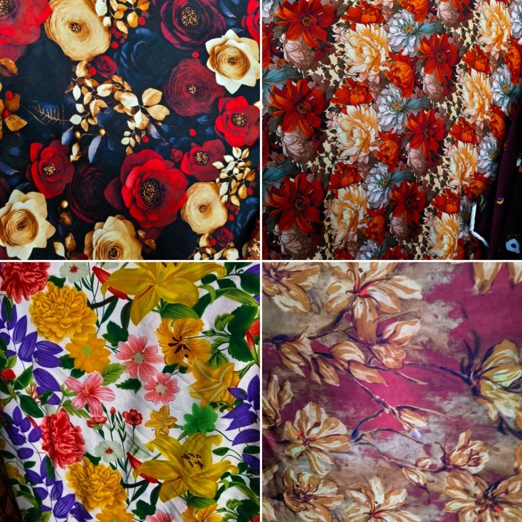 kain katun rayon premium - kain katun rayon viscose - kain rayon motif bunga - kain rayon motif best