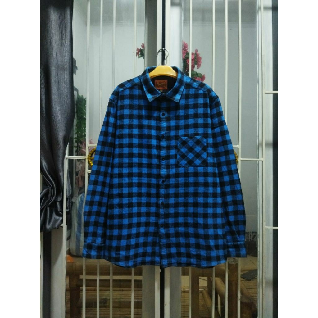 kemeja flannel uniqlo XXL casual pria murah terbaik