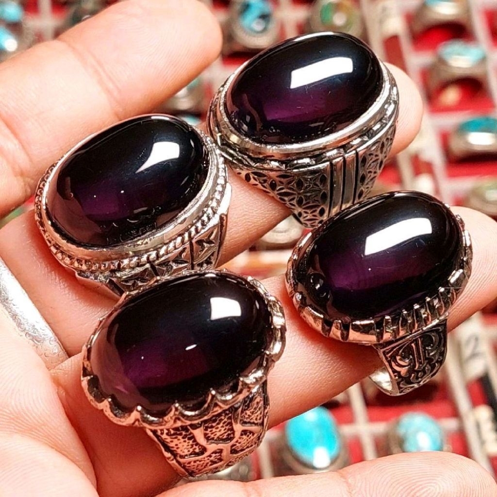 Cincin batu kecubung wulung 25mm AD clean bersih tidak ada serat