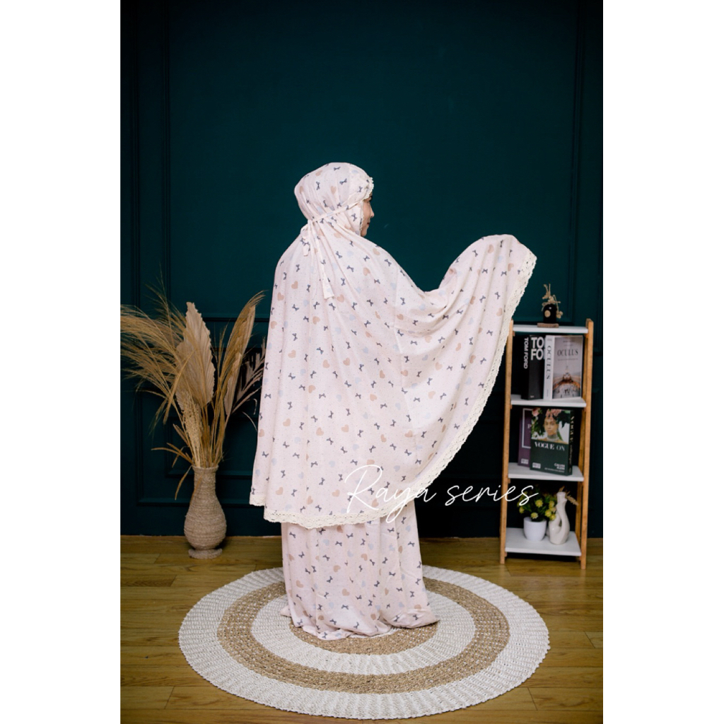 KL| Mukenah rayon dewasa 2in1 Muknah rayon motif pita love