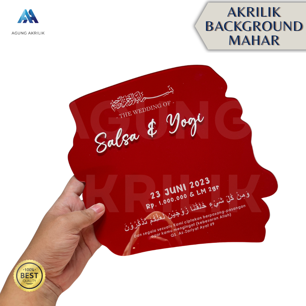AKRILIK BACKGROUND BENTUK KERTAS Dekorasi Pernik Mahar Pernikahan