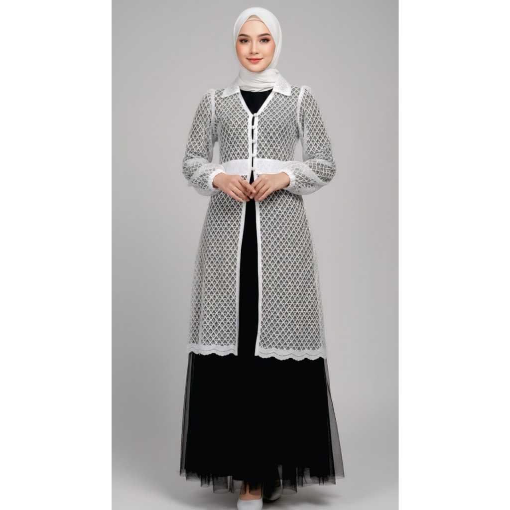 Cardigan lola outer brokat | brokat cotton panjang kondangan kebaya modern cardigan