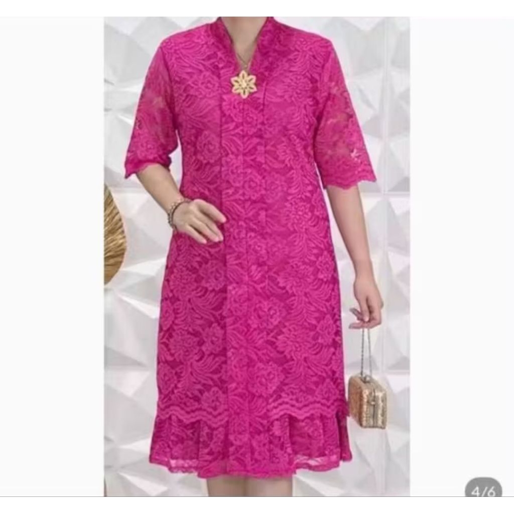 Dress Jumbo Big Size Brukat Catlin Jumbo Dress Natal Imlek Ld 96-130cm