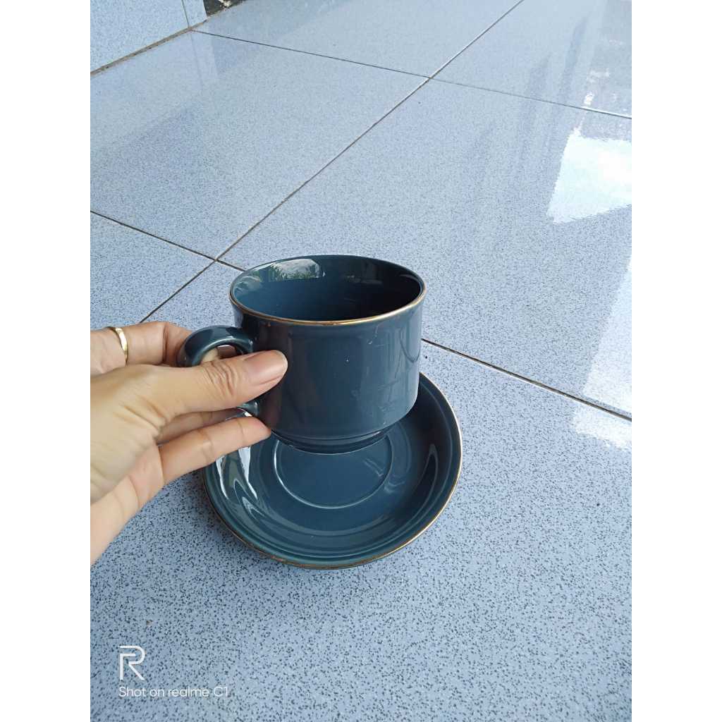 TERLARISCangkir Set warna list emas SANGO keramik