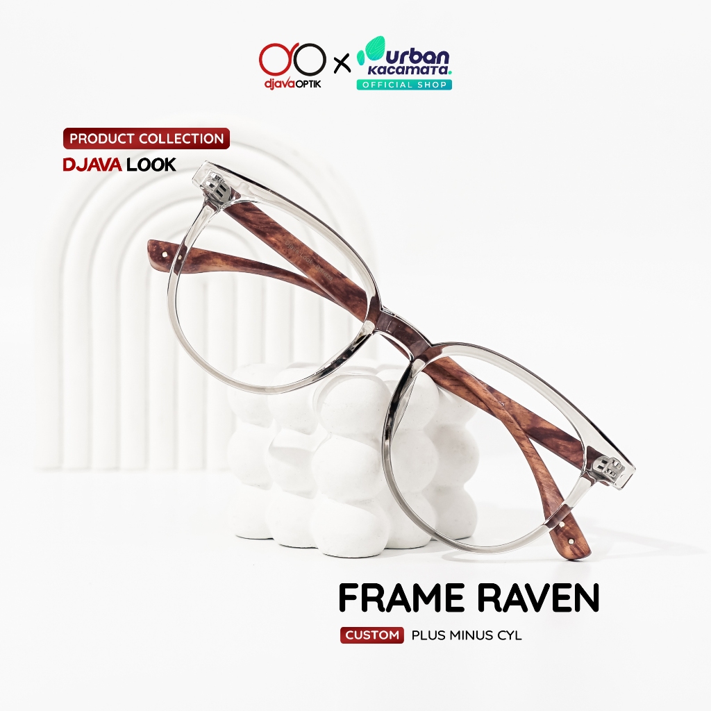 DJAVA X URBAN - Frame Raven - Kacamata Pria Sporty Oval Minus Supersin Bluelight Transition Djava Lo