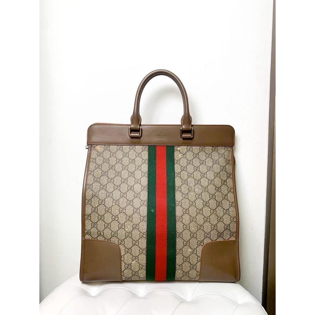 (PRELOVED) Gucci Web GG Canvas Tote Bag