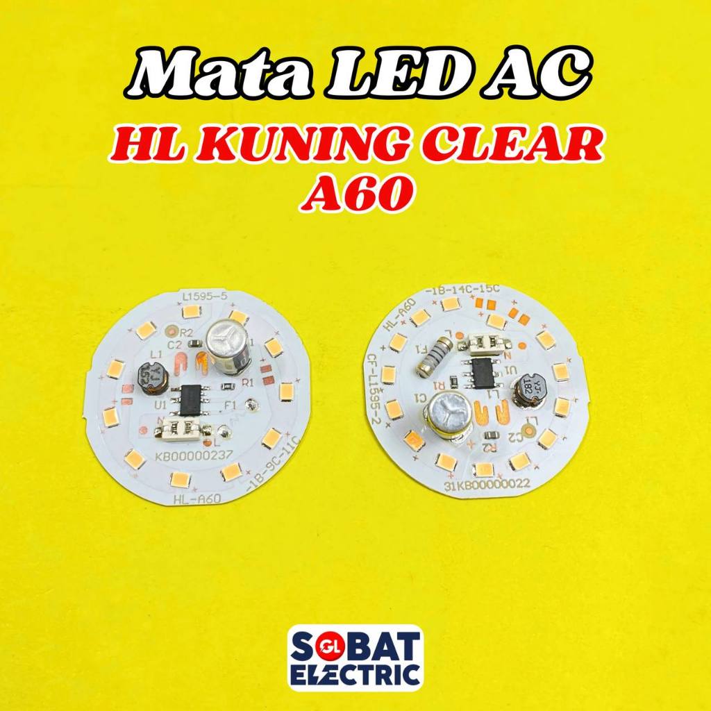 PCB AC Lampu LED HL Kuning Clear A60 - Mata LED AC Langsung Tanpa Driver HL A60 Cahaya Kuning