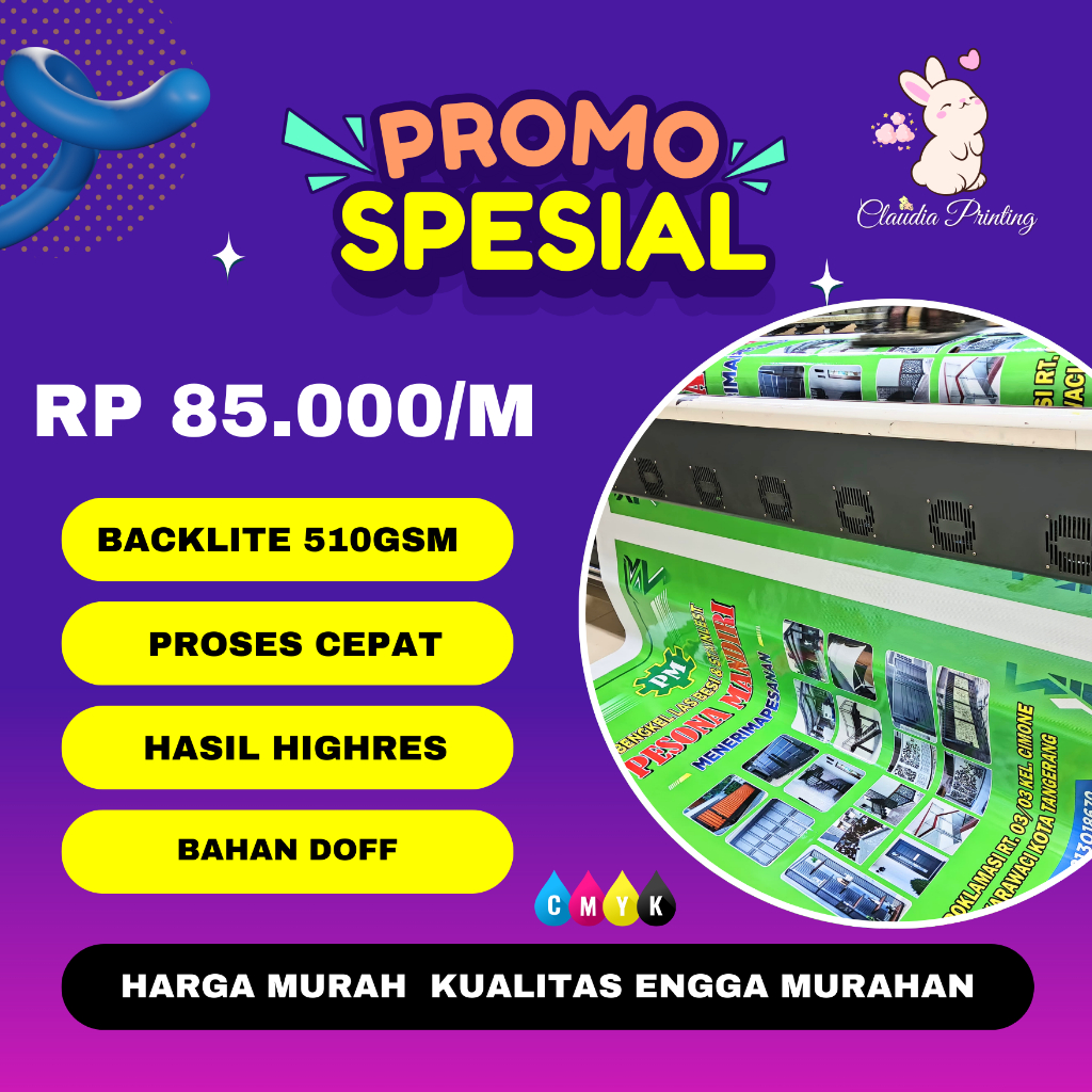 Cetak Outdoor Backlite 510 gsm, Cocok untuk neon box - Backlite