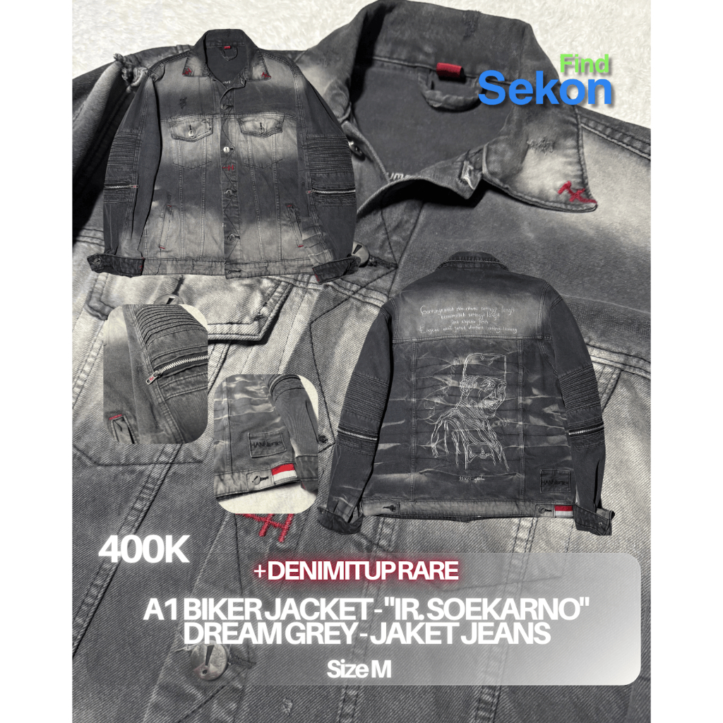 Jaket Jeans Denim It Up A1 Biker "Ir. Soekarno" Dream Grey