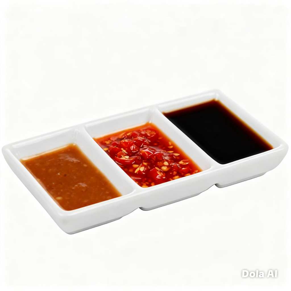 Home Line Piring tempat Sambal Segi Sekat 3 Keramik Porselen