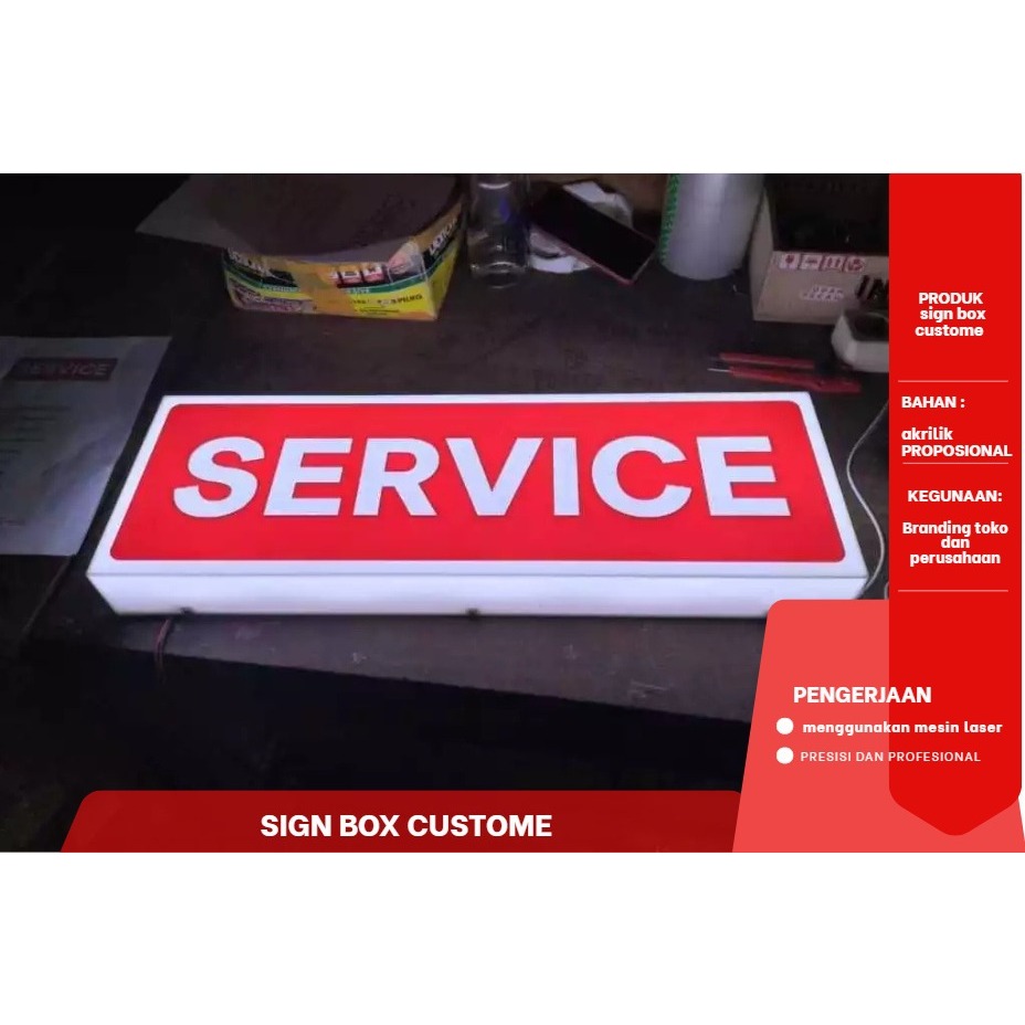 Neon Box Custom Lampu LED On Air-sign box custome ukuran 25x10