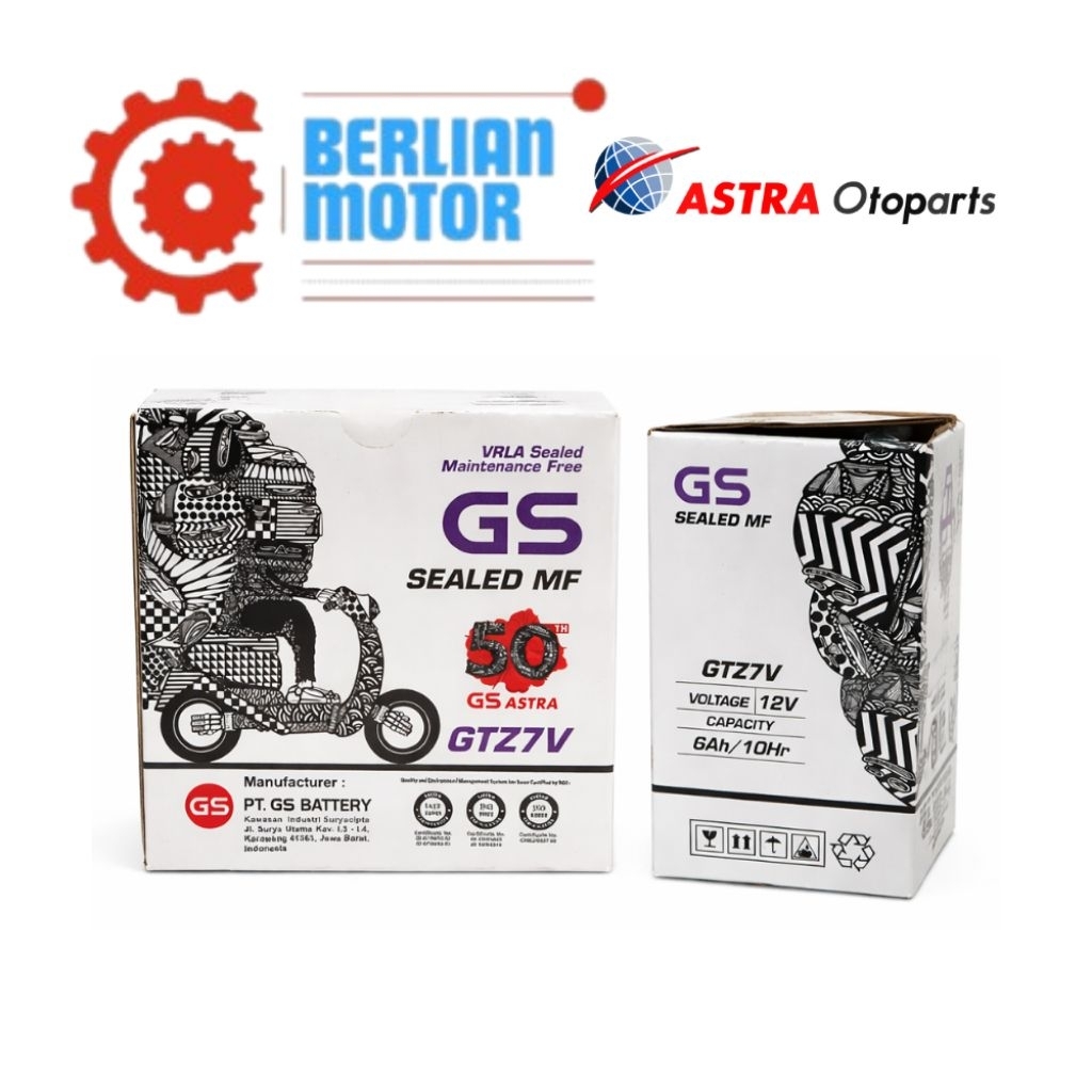 Aki Motor GS Astra GTZ7V 12V 6Ah Sealed MF VRLA – Aki Kering Original
