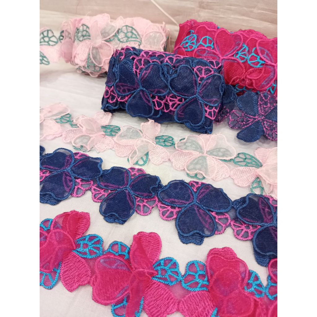 [Rol] Renda Bordir Motif Bunga/Renda Bordir/Renda Tempel/Renda Bunga Besar