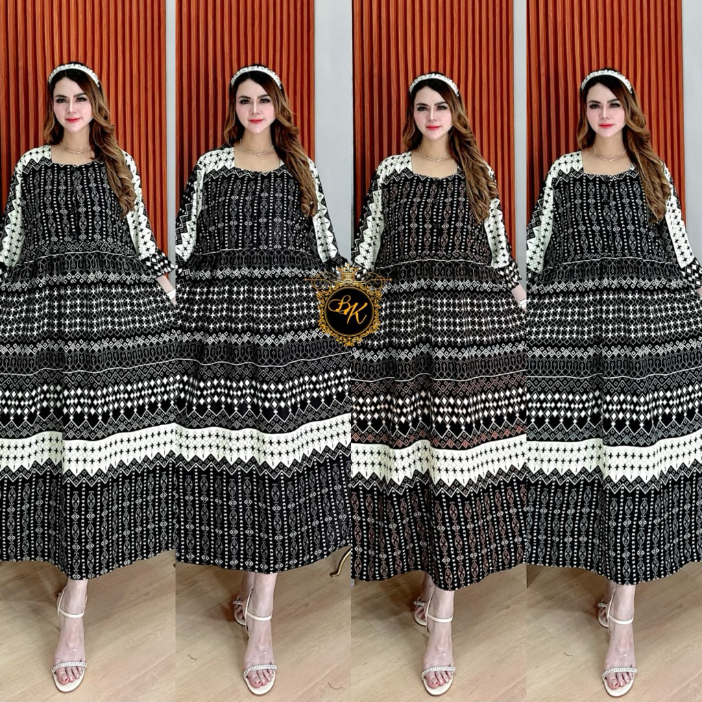Terbaru Gamis Etnik Midi Ld 120 | Dress Big Size| Gamis Kaza Jumbo Ld 120 | Dress Midi Etnik Jumbo L