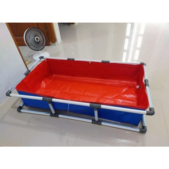 Kolam ikan praktis komplit Terpal kotak bundar Ikan Full Set Kerangka pvc ternak ikan lele di rumah 