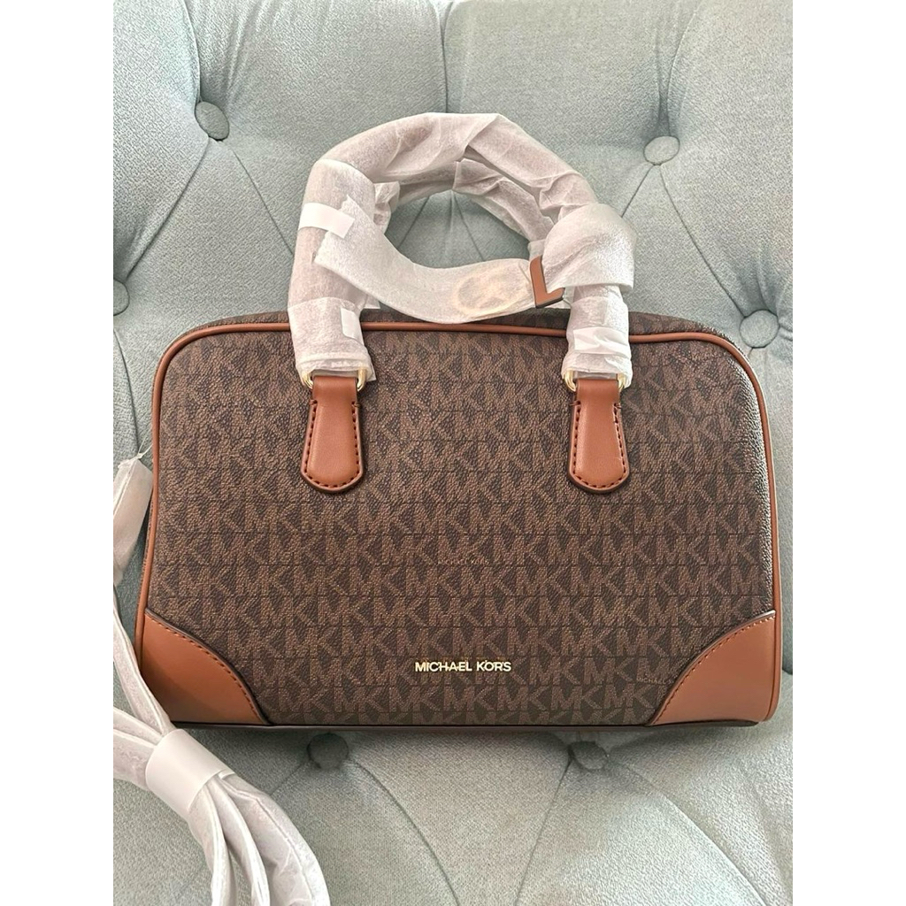 Tas MK Thompson MEDIUM Duffle Satchel / Sign Brown Authentic