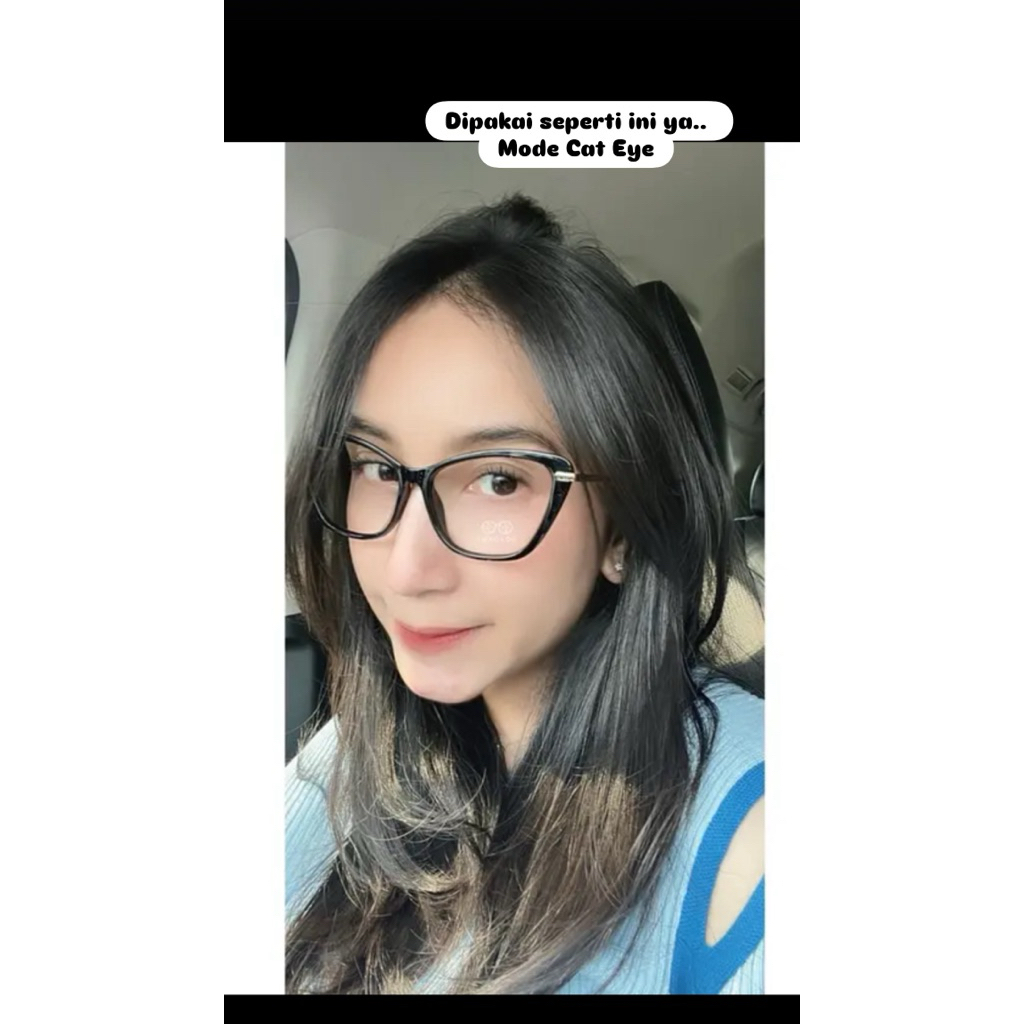 nego tipis_preloved Frame Kacamata Cateye Wanita cocok untuk wajah Chubby and bulat