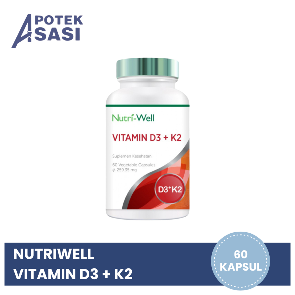 Nutriwell Vitamin D3 + K2 Isi 60 Kapsul - Suplementasi Vitamin D3 + K2