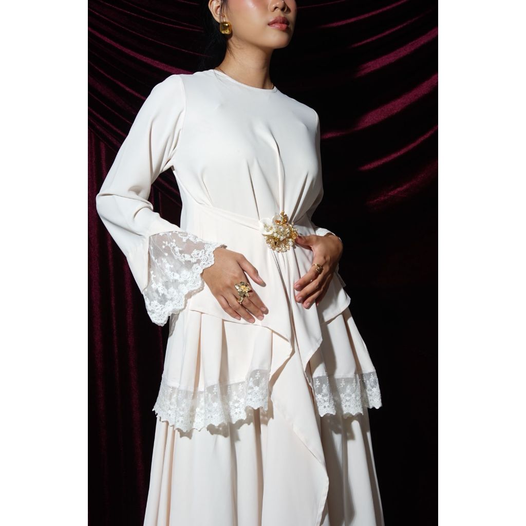 Zéa - Divya - Tunik Kebaya Modern Ivory Putih Lebaran Kondangan