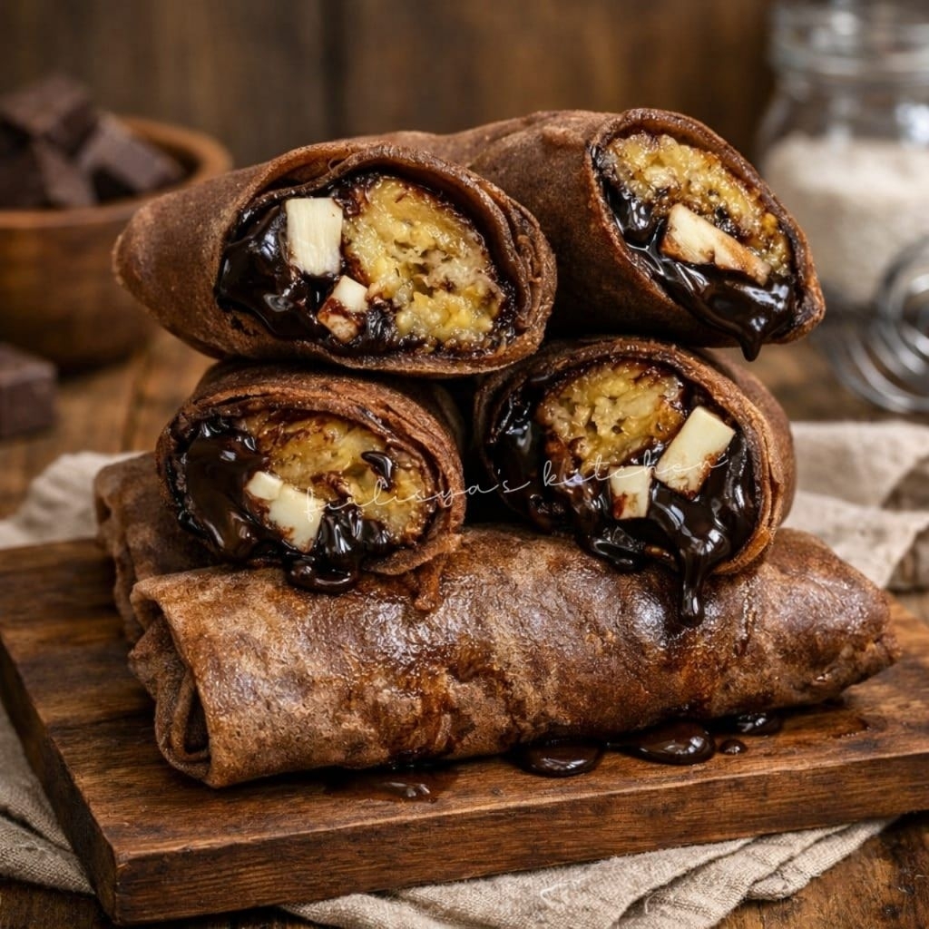 Dadar gulung pisang coklat keju