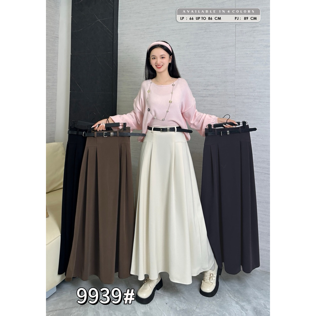 Rok panjang wanita + Belt model terbaru