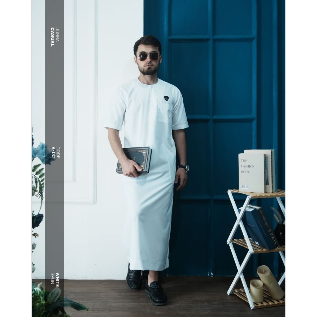 SAMASE Jubba Casual Reguler A132 Lengan Pendek Jubah Ghamis Muslim Pria Dewasa New Samase Official