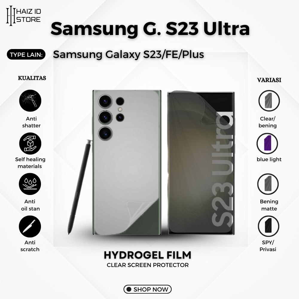 Hydrogel for Samsung Galaxy S23 Ultra S23 Fe S23+ S23 Clear Blue Spy Matte Screen Protection Handpho