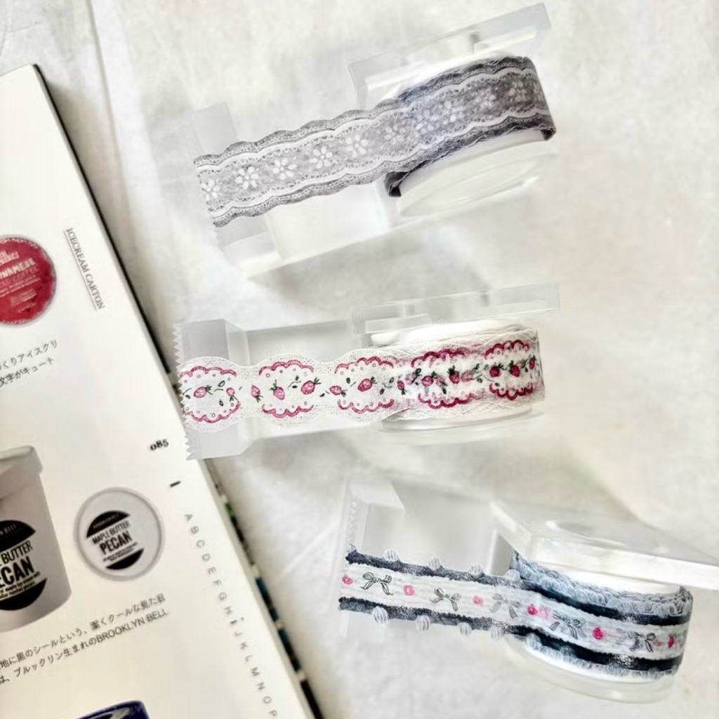 Pion Deco Tape - Gray . strawberry . tassel washi journal