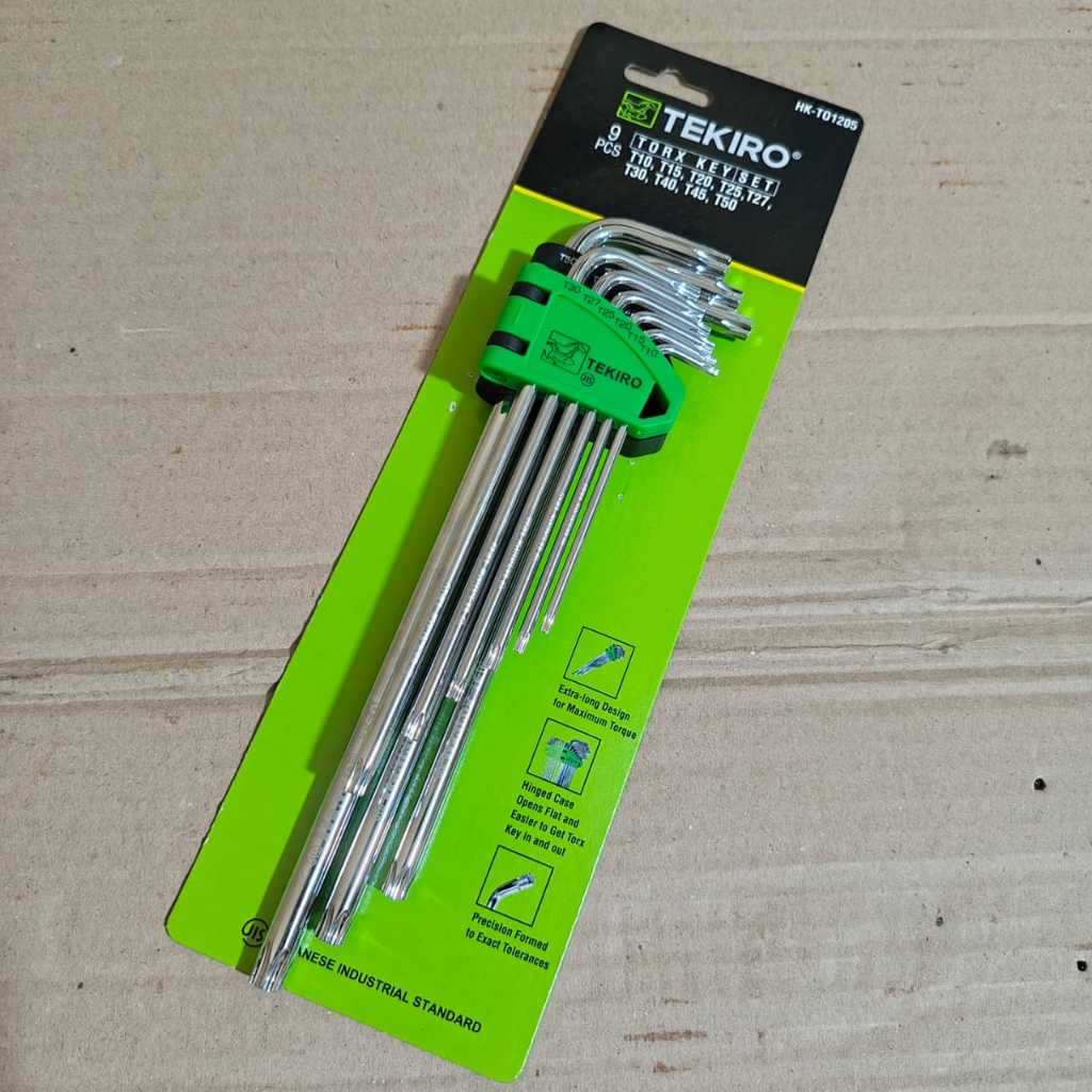 Kunci l tekiro 1 set lengkap ori bintang 9 pcs T10-T50 non tamper /Kunci L bunga tekiro